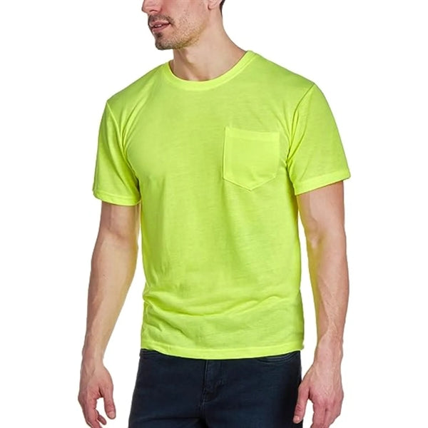 Non-ANSI Hi Viz Poly-Cotton Knitted Safety T-Shirt W/ Pocket