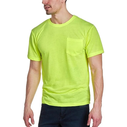 Non-ANSI Hi Viz Poly-Cotton Knitted Safety T-Shirt W/ Pocket