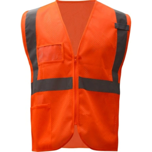 Hi Visibility Reflective Mesh Safety Zip Vest With Pockets