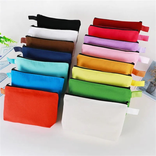 Canvas Pencil Pouch Craft Makeup Cosmetic Zipper Bag