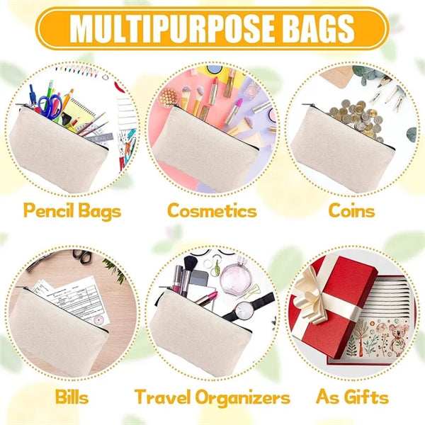 Canvas Pencil Pouch Craft Makeup Cosmetic Zipper Bag