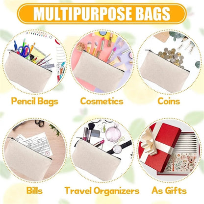 Canvas Pencil Pouch Craft Makeup Cosmetic Zipper Bag