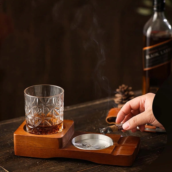 Cigar And Whiskey Coasters 2-In-1