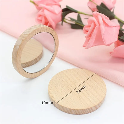 Pocket Wooden Makeup Mirror