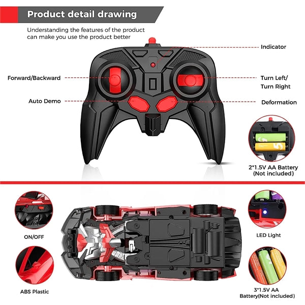 Remote Control Car, Transform Robot RC Car for Kids