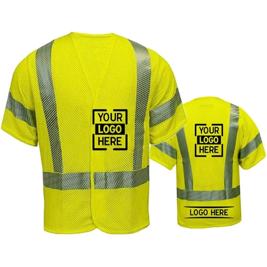 Hi Viz Segmented Class 3 Safety Hook & Loop Mesh Pocket Vest