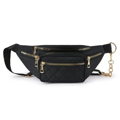 Diamond Check Embroidered Line Chain Shoulder Bag