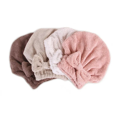 Bowknot Coral Fleece Bathing Cap
