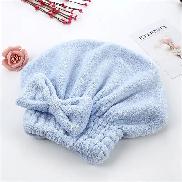 Bowknot Coral Fleece Bathing Cap