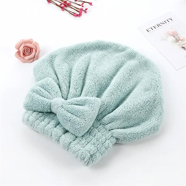 Bowknot Coral Fleece Bathing Cap