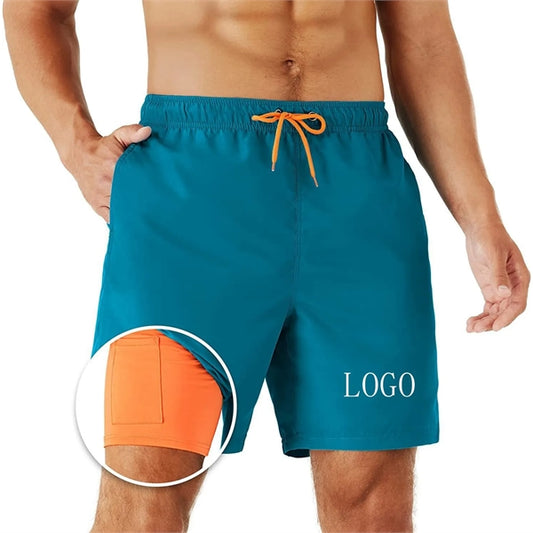 Man Swim Trunks Quick-Dry Beach Shorts with Pockets
