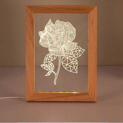 Acrylic Picture Frame Hand Carved Night Light