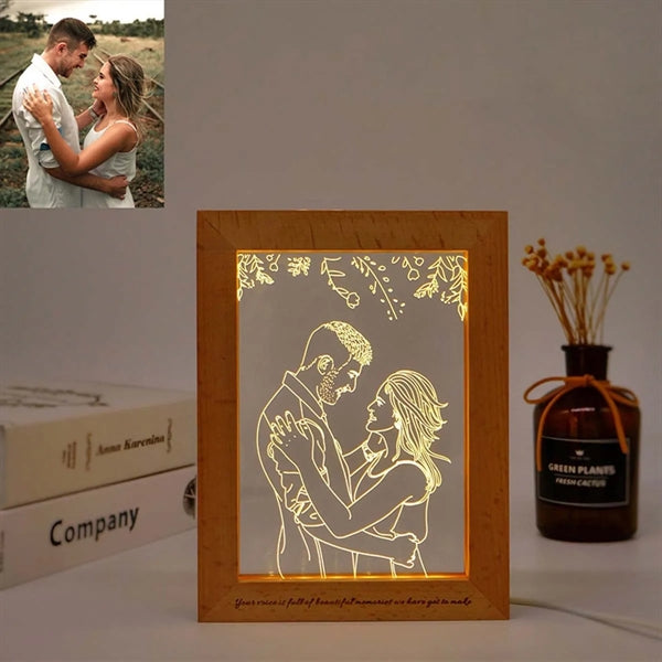 Acrylic Picture Frame Hand Carved Night Light