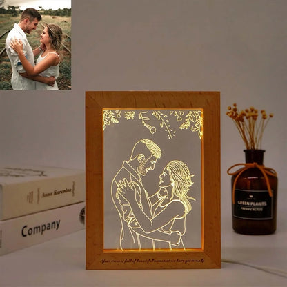 Acrylic Picture Frame Hand Carved Night Light