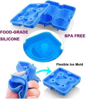Silicone Ice Cube Tray Diamond Maker Molds BPA Free