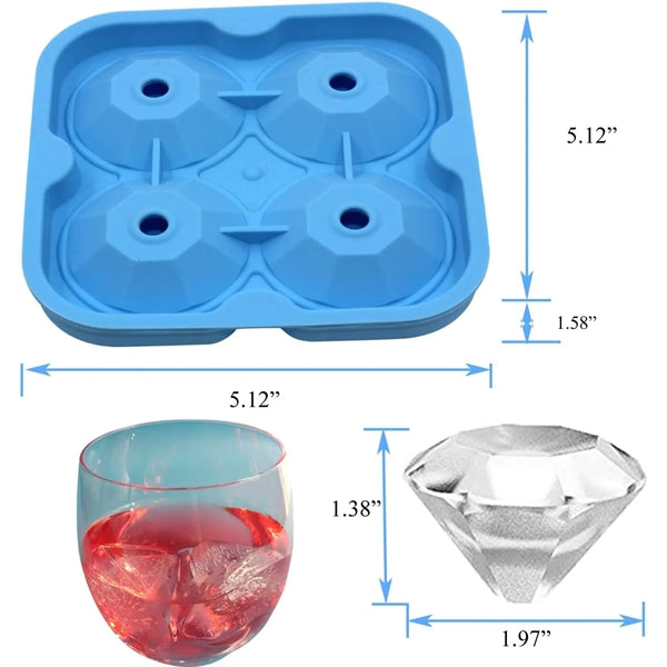 Silicone Ice Cube Tray Diamond Maker Molds BPA Free