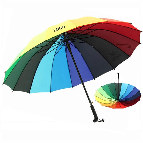 Rainbow Umbrella Long Handle Straight Anti-UV Parasol