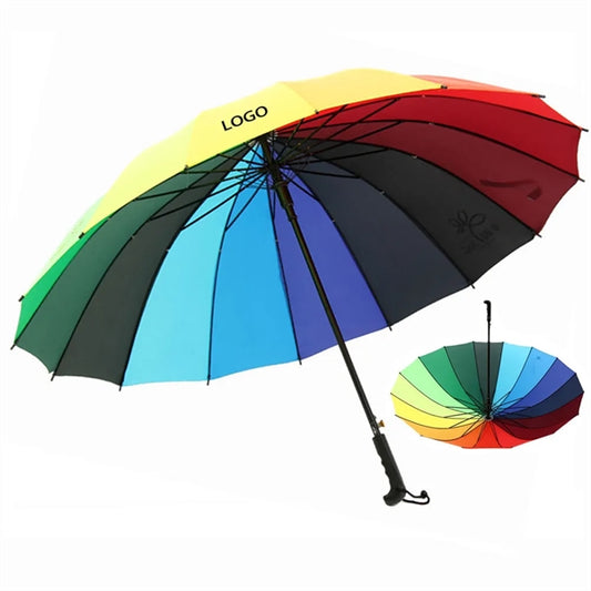 Rainbow Umbrella Long Handle Straight Anti-UV Parasol