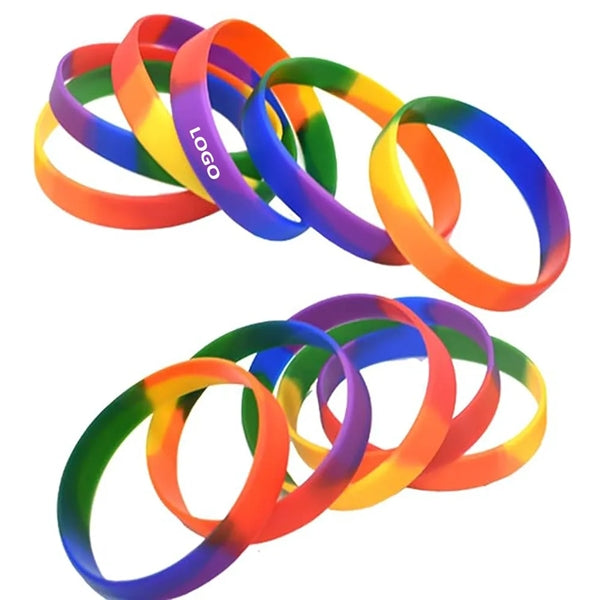 Rainbow Wristbands Silicone LGBT Bracelets Party Supplies