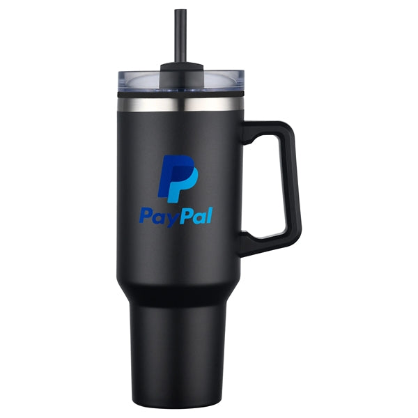 40 oz PP Lined Double Wall Tumbler w/ Handle and Straw