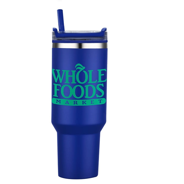 40 oz PP Lined Double Wall Tumbler w/ Handle and Straw