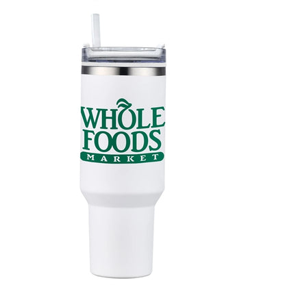 40 oz PP Lined Double Wall Tumbler w/ Handle and Straw
