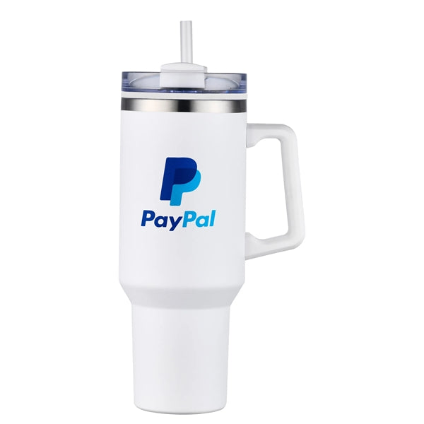 40 oz PP Lined Double Wall Tumbler w/ Handle and Straw