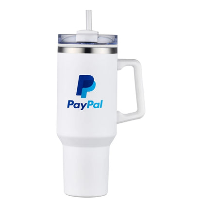 40 oz PP Lined Double Wall Tumbler w/ Handle and Straw