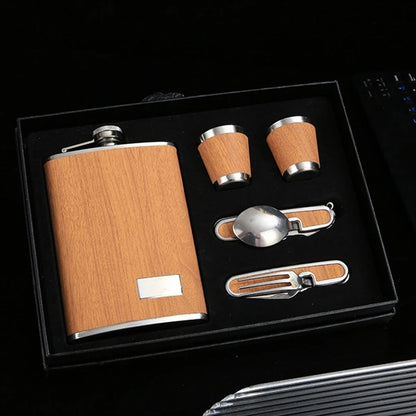 9oz Hip Flask with Tableware Box Drinkware Set