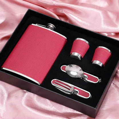 9oz Hip Flask with Tableware Box Drinkware Set
