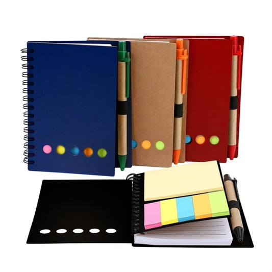 Lined Spiral Notebook with Pen, Sticky Notes & Tabs