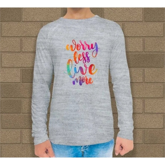 Custom Grey Printed Long Sleeves T-Shirt - Crew Neck