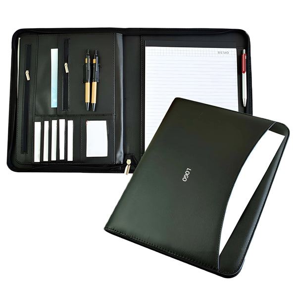 Faux Leather Zippered Portfolio