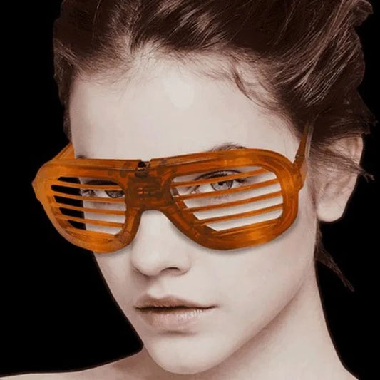 LED Flashing 80s Sunglasses - Orange