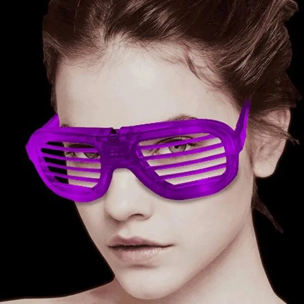 LED Flashing 80s Sunglasses - Purple