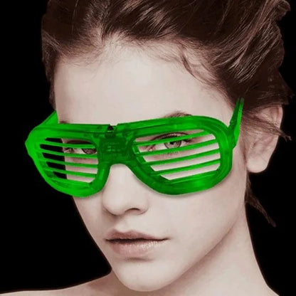 LED Flashing 80s Sunglasses- Green