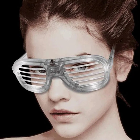 LED Flashing 80s Sunglasses- White
