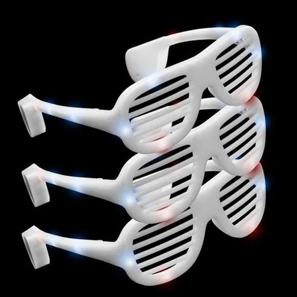 LED Flashing Red White and Blue Patriotic Shutter Shades