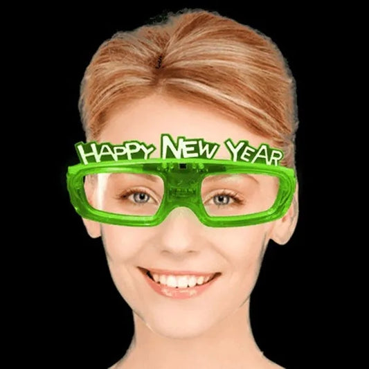 Sound Activated Light-Up "Happy New Year" Glasses - Green