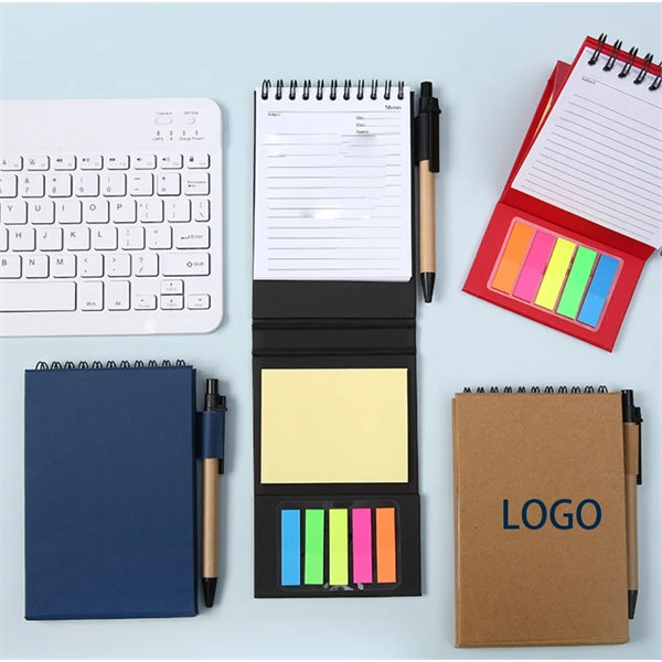 Coil Memo Pad with Pen and Sticky Notes