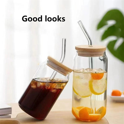 17oz Mason Jar Drinking Glasses With Bamboo Lids& Straws