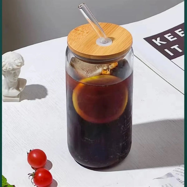 17oz Mason Jar Drinking Glasses With Bamboo Lids& Straws