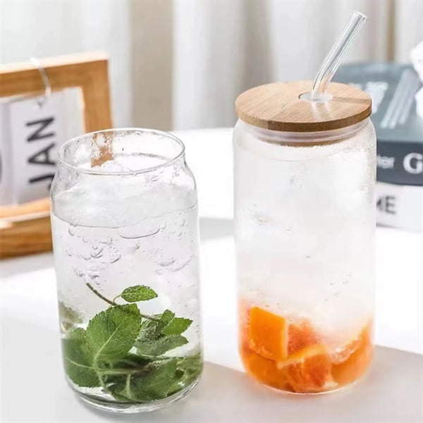17oz Mason Jar Drinking Glasses With Bamboo Lids& Straws