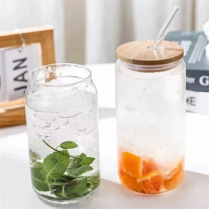 17oz Mason Jar Drinking Glasses With Bamboo Lids& Straws