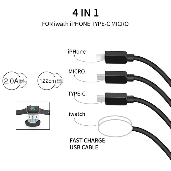 4 in 1 Portable Smart Charging Cable