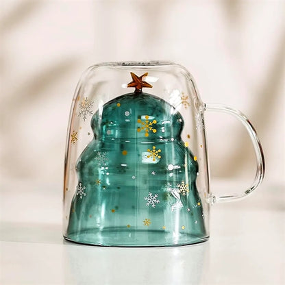 Double Wall Christmas Glass Cup