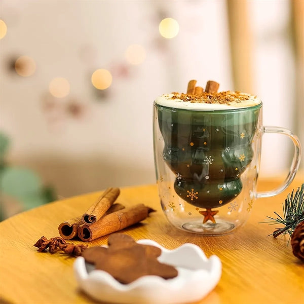 Double Wall Christmas Glass Cup