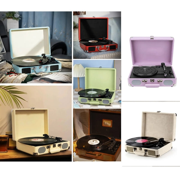 Portable Suitcase Record Player With Speakers