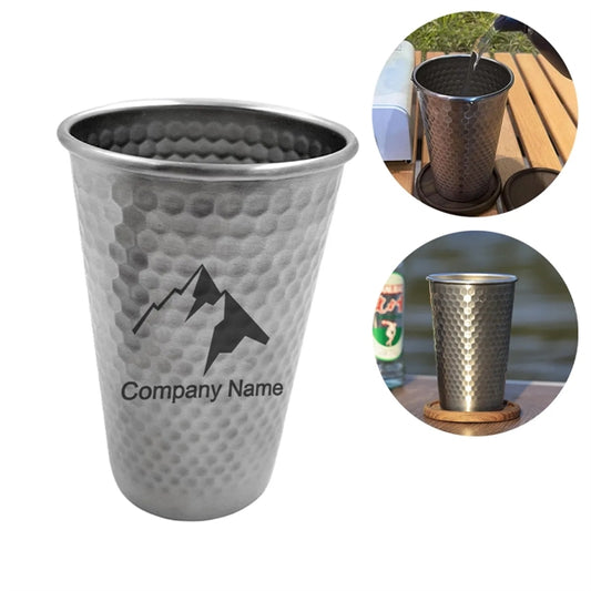 Portable Stainless Steel Hammered Mug