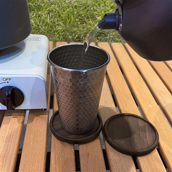 Portable Stainless Steel Hammered Mug